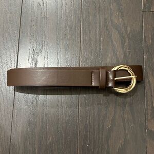 Commense Elegant Brown Belt with Gold Buckle
